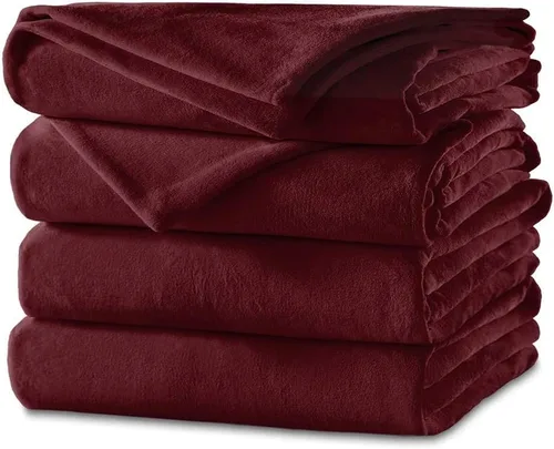 Vista 3 de Manta térmica Sunbeam de terciopelo, color granate, modelo BSV9MFS-R310-12A00, King