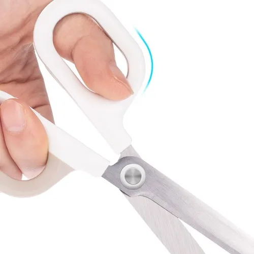 Vista 3 de Tijeras multiusos de oficina para manualidades y manualidades, asas de agarre cómodo, tijeras afiladas resistentes (blanco)