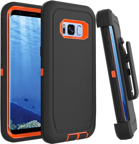 Vista 40 de Funda WOGROO para Galaxy Note 8, funda protectora resistente a caídas y golpes de grado pesado y resistente para Samsung Galaxy Note 8, Negro+Naranja