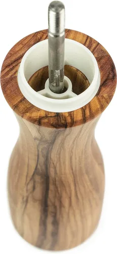 Vista 4 de Molinillo de sal manual en madera de olivo y acero inoxidable 5.9 in