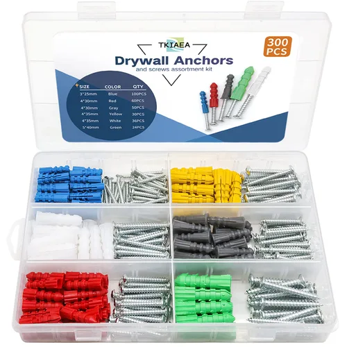 Vista 7 de Kit de anclajes y tornillos para paneles de yeso, 142 piezas, anclajes de pared y tornillos para paneles de yeso, incluye 5 tamaños diferentes