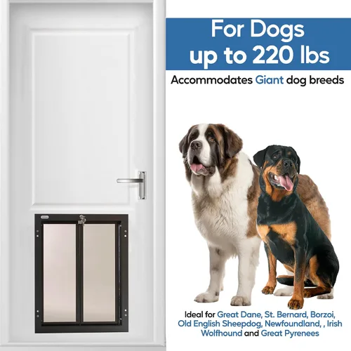 Vista 4 de PlexiDor Performance Pet Doors for Dogs and Cats - Puerta de perro con cerradura y llave - Bronce, tamaños XL Door-mount, lock and key
