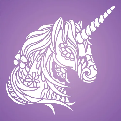 Vista 5 de Plantillas para paredes: Plantilla de cabeza de unicornio, 10 x 10 pulgadas (L) - Caballo tribal decorativo, unicornio