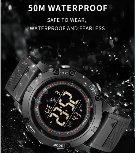 Vista 3 de SMAEL Reloj digital impermeable para hombre con luz LED, cronómetro, multifunción, reloj de pulsera para hombre