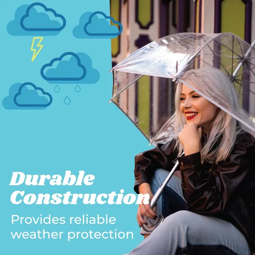Vista 13 de Totes Adult Clear Bubble Umbrella with Dome Canopy and Lightweight Wind and Rain Protection