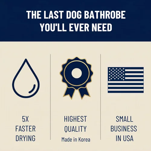 Vista 2 de DERPYCHAPPY Bata de Toalla Premium para Perros y Albornoz para Perros para Secar Perros Hecho en Corea Toalla de Baño de Microfibra Súper