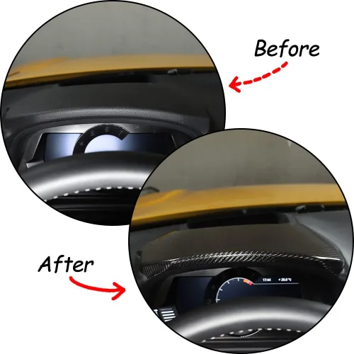 Vista 6 de Cubierta de tablero de consola central de fibra de carbono real para Toyota Supra GR A90 A91 MK5 2019-2024, cubierta para panel de salpicadero
