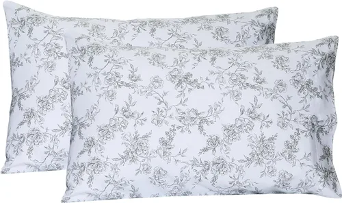 Vista 33 de Feather & Stitch - Juego de 2 fundas de almohada estándar de 100 % algodón, 500 hilos, fundas de almohada suaves con cierre tipo sobre, suaves