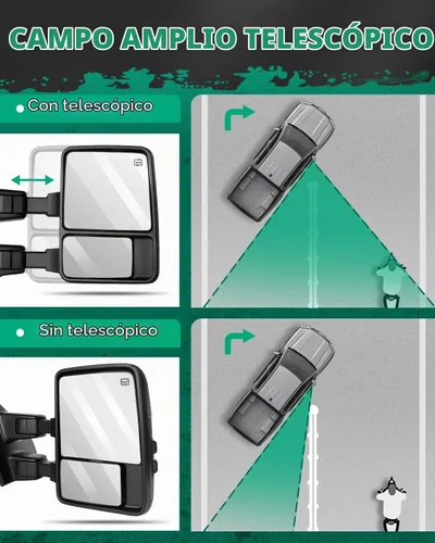 Vista 4 de SCITOO - Espejos retrovisores laterales eléctricos para camioneta Ford F-150 modelos 2004 a 2014, con calefacción y direccionales 2004-2014 F-150