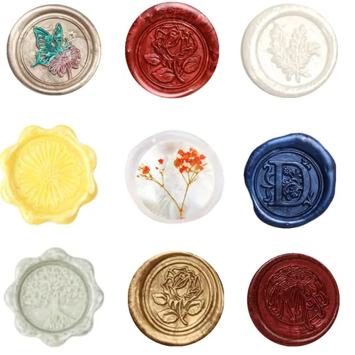Vista 2 de 720 cuentas de sellado de cera, cuentas de cera de sellado de bronce dorado, cuentas de sello de cera octagonal de oro antiguo de 0.55 libras