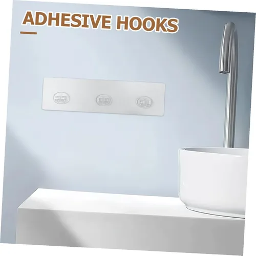 Vista 6 de 4pcs No Drill Adhesive Hooks for Shower Shelf PE Wall Mount