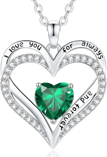 Vista 67 de CDE Collares de piedra natal para mujer, plata de ley 925, collar con colgante de corazón para siempre, Navidad, cumpleaños, aniversario, día de San