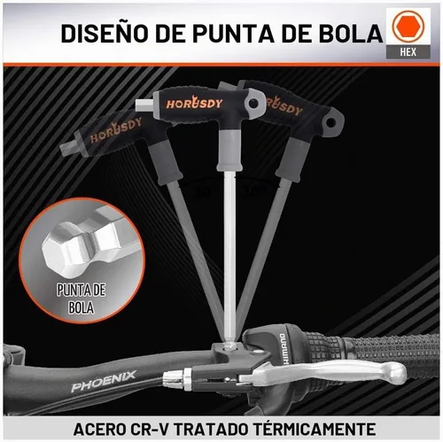 Vista 9 de HORUSDY Juego de llaves Allen de 18 piezas con mango en T, juego de llaves hexagonales de extremo de bola de brazo largo, mm (0.059 in-0.394 in) SAE