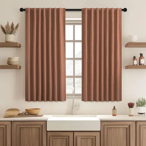 Vista 68 de UHITECH Short Blackout Curtains for Bedroom 24 Inch Long 2 Panels, Beige