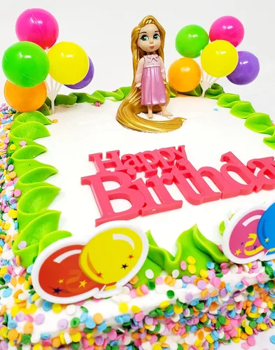 Vista 3 de Decoración para pastel de cumpleaños de princesa Rapunzel enredada con Rapunzel y accesorios temáticos