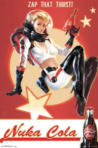 Vista 9 de Fallout 4 - Póster de pared de Nuka Cola - Zap That Thirst!, 22.4 pulgadas de largo x 14.7 pulgadas de ancho, versión enmarcada de madera de granero