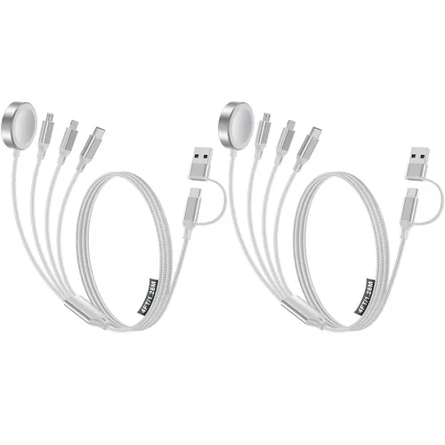 Vista 15 de Cable de carga múltiple para cargador de Apple Watch/cargador de iPhone, cable tipo C para iWatch Ultra/10-2/iPhone 17-11/Samsung S25-S20 1-negro
