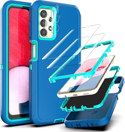 Vista 8 de Funda para Samsung Galaxy A13 4G-5G: con película a prueba de explosiones [2 unidades] y película protectora de pantalla para lente de cámara