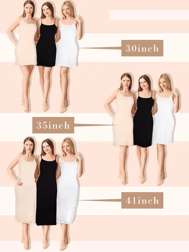 Vista 2 de Hillban Vestido de 3 piezas para mujer, con tirantes delgados ajustables, camiseta larga sin mangas, ropa de noche, suave debajo del vestido