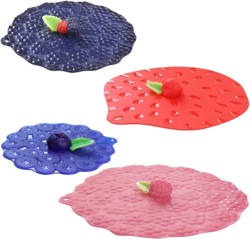 Vista 8 de Charles Viancin Juego de 2 tapas herméticas de silicona para bebida de arándanos, color azul