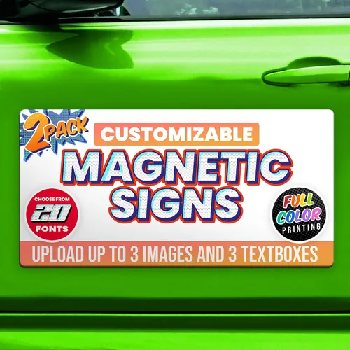Vista 10 de Letreros magnéticos personalizados de 12 x 24 pulgadas a todo color para negocios y publicidad, imanes de vinilo personalizados de 30 mil