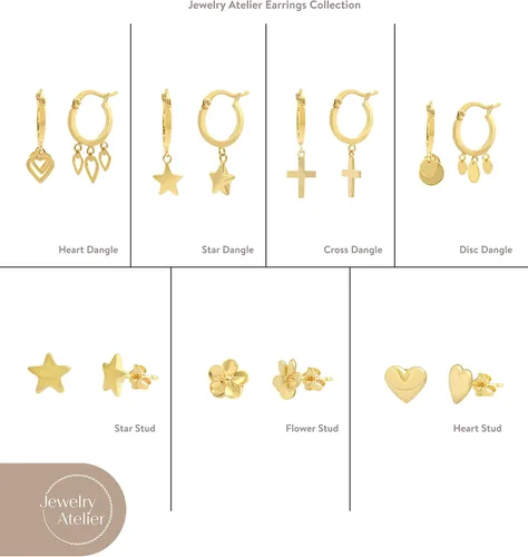 Vista 5 de Jewelry Atelier Colección de aretes colgantes rellenos de oro Aretes elegantes rellenos de oro amarillo sólido de 14 quilates para mujer