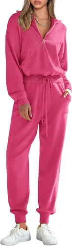 Vista 141 de PRETTYGARDEN Conjunto de suéter de 2 piezas para mujer, sudadera con cremallera, pantalones deportivos, ropa casual