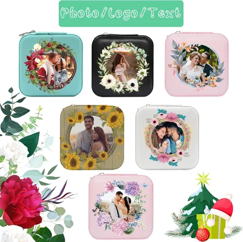 Vista 8 de Joyero personalizado para regalos de dama de honor, flor de nacimiento, inicial, joyería de viaje personalizada para mujeres, organizador de joyas