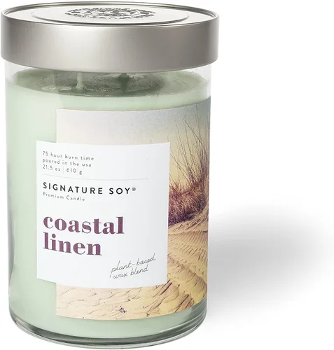 Vista 30 de Vela perfumada con tapa de Coastal Linen de Signature Soy Lino costero