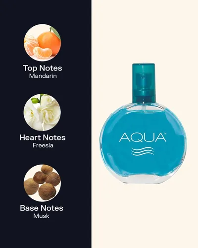 Vista 3 de PB ParfumsBelcam Aqua Eau de Toilette en espray para mujer – Perfume floral fresco afrutado con mandarina, fresia, almizcle y notas de madera