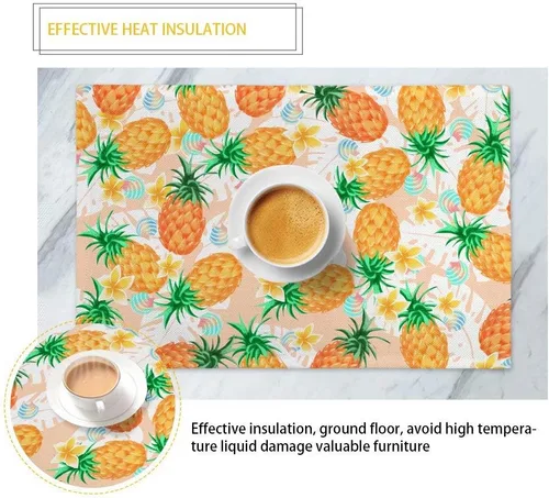 Vista 4 de SEANATIVE Juego de 4 manteles individuales de mesa de comedor, cosecha de otoño, con estampado de calabaza, rectangulares, decoración de mesa de boda
