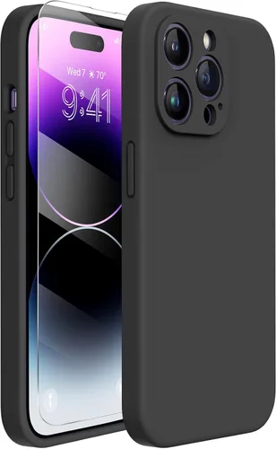 Vista 24 de Miracase Funda diseñada para iPhone 13 Pro Max con protector de pantalla, [forro de microfibra suave antiarañazos], funda protectora de silicona