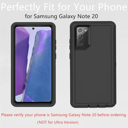 Vista 5 de Funda para Samsung Galaxy Note 20 (no para Note 20 Ultra), resistente funda protectora a prueba de polvo, a prueba de golpes, protección contra Negro