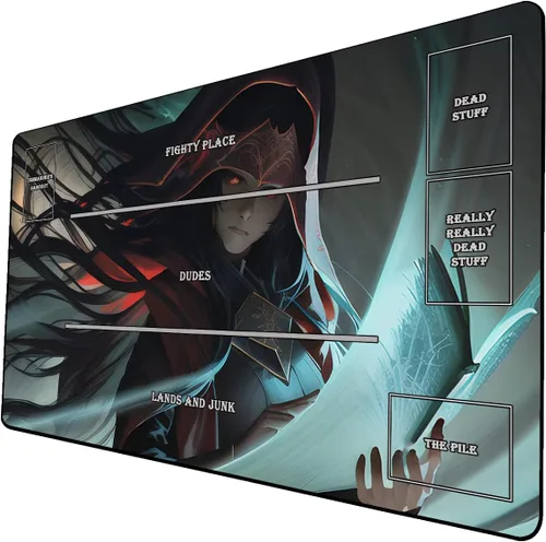 Vista 13 de Tapete de juego de cartas coleccionables AI Painting – Tapete de juego MTG con zonas, 24 x 14 pulgadas, tapete de juego MTG de alta calidad – El