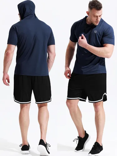 Vista 6 de NELEUS Dry Fit - Camiseta deportiva sin mangas para correr con capucha