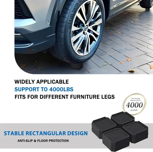 Vista 5 de ANNKUT Elevadores de cama y elevadores de muebles, bloques de elevación ajustables resistentes para sofás, escritorios y sillas, elevan 1.5
