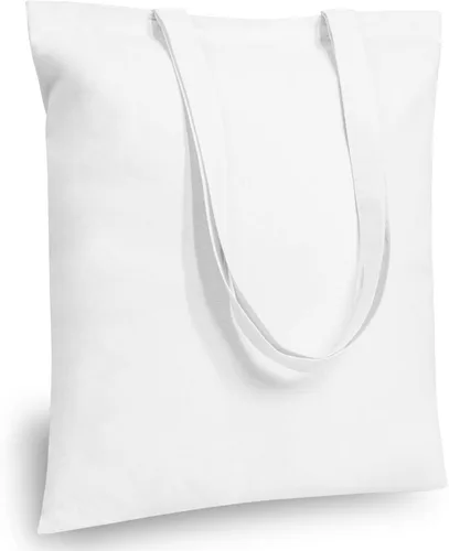 Vista 14 de TOPDesign Paquete de 10 bolsas de mano económicas de algodón de 11.8"x13", bolsas de tela ligeras y pequeñas reutilizables para compras de Beige