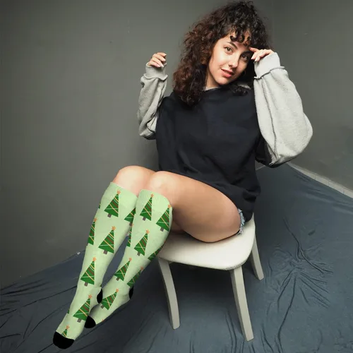 Vista 4 de devor Boot Socks Thigh High for Women Socks Boot Socks Funny christmas tree Sock