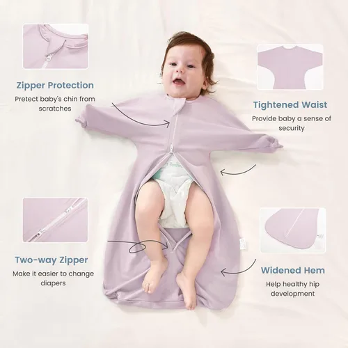 Vista 3 de ZIGJOY Saco de dormir para envolver de 3 a 6 meses, 0.5 tog manta para bebé Baya y púrpura