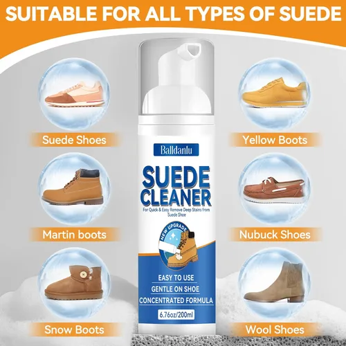 Vista 4 de Suede Shoe Cleaner, 6.76 Oz Nubuck Cleaner with Brush and Towel, No-Rinse for Leather, Boots, Knit, Canvas