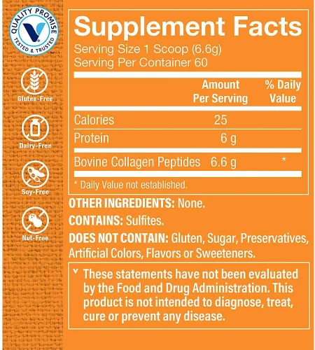Vista 3 de The Vitamin Shoppe Péptidos de colágeno en polvo, sin sabor, promueve la salud del cabello, la piel, las articulaciones y las uñas, de bovino