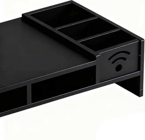 Vista 6 de Elevador de monitor – Elevador de monitor de madera de 2 niveles, organizador de escritorio para laptop 4.3 pulgadas de altura R, para el hogar