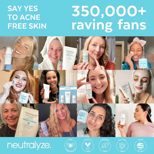 Vista 6 de Neutralyze Jabón facial de ácido mandélico para pieles propensas al acné, limpiador diario de ácido salicílico al 2% con sistema DuoClear, sin