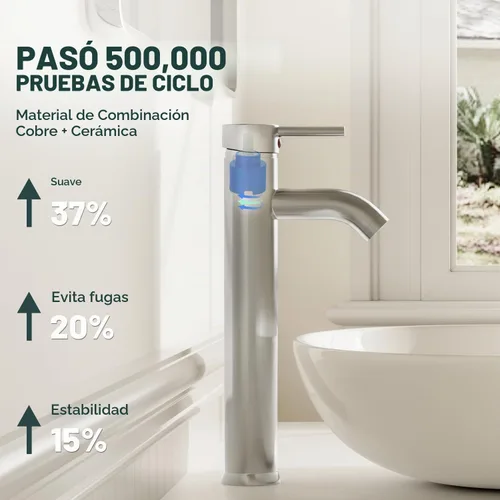 Vista 5 de Canilla monomando Greenspring para lavamanos de baño, de acero inoxidable, SYNCHKG080148