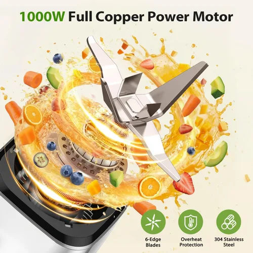 Vista 13 de KOIOS Mezcladora/procesador de alimentos 4 en 1 Combo Max 1000W, apto