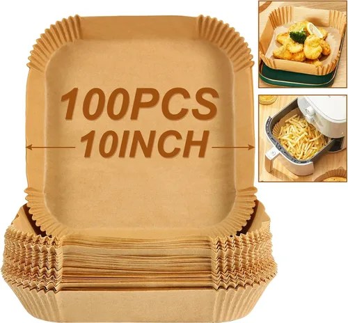 Vista 11 de BYKITCHEN Forros pequeños para freidora de aire de 1 a 3 cuartos de galón, hoja de papel pergamino mini freidora de aire de 5.5 pulgadas, compatible