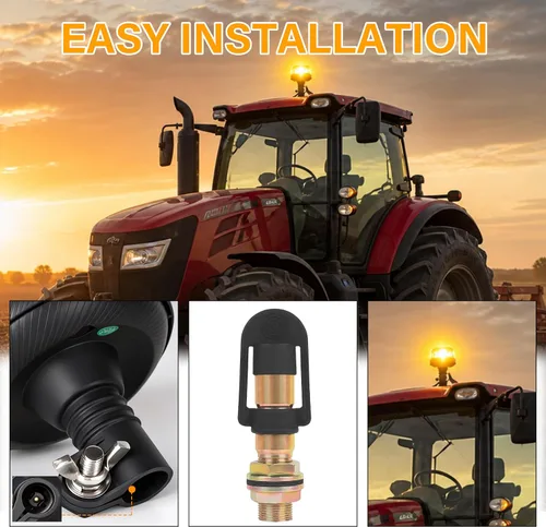 Vista 9 de Luces estroboscópicas de luz LED amarilla para camiones de 12 V 24 V, luz de baliza naranja, faro giratorio con 6 modos para coche, camión, UTV
