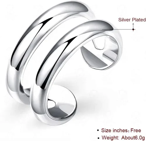 Vista 98 de Anillo de plata de ley 925, minimalista, ajustable, hecho a mano, para mujeres y niñas