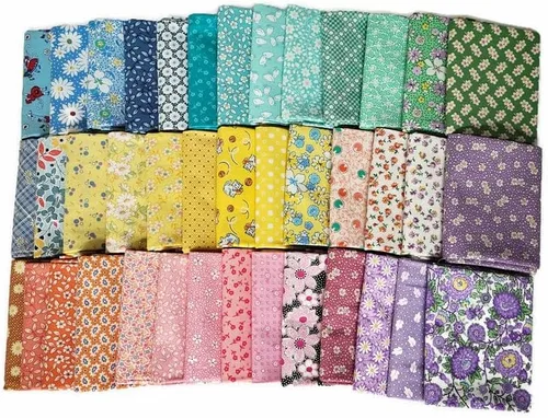 Vista 6 de Field's Fabrics 10 Fat Quarters - 1930 a 1950 Reproducción Depresión Era Feed Sack Pequeña Escala Floral Vintage Look Flowers Nostalgia Prints