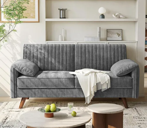 Vista 10 de Sofá Loveseat de 64.5", Sofá Loveseat de Chenilla para Sala de Estar, Asiento Profundo de 23.2" Love Seat con Brazos Acolchados, Cómodos Sofás